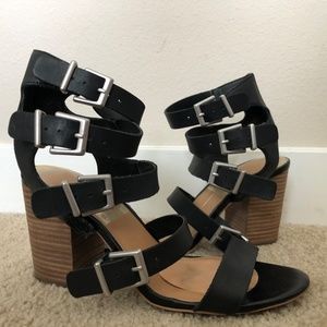 Dolce Vita black buckle block heels